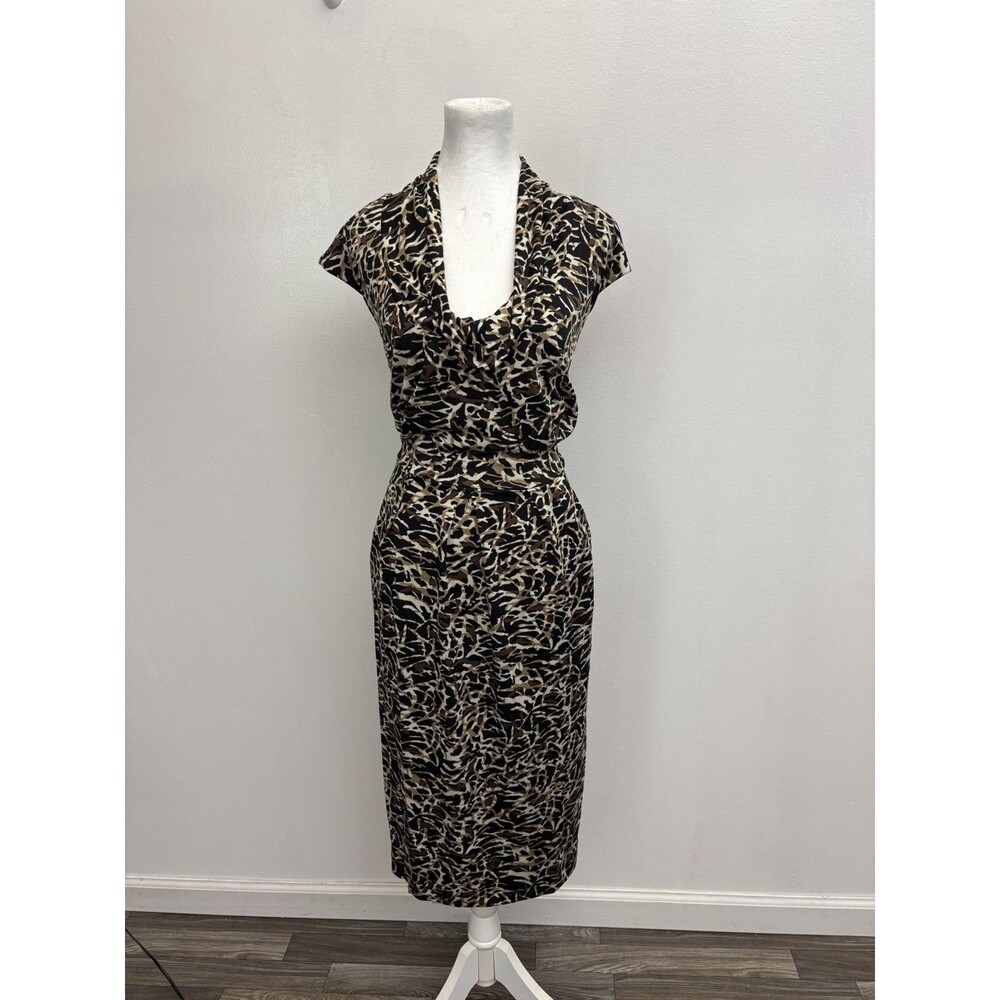 Signature By Robbie Bee Plus Size 18W Sleeveless Cowl Neck Dress Animal Print